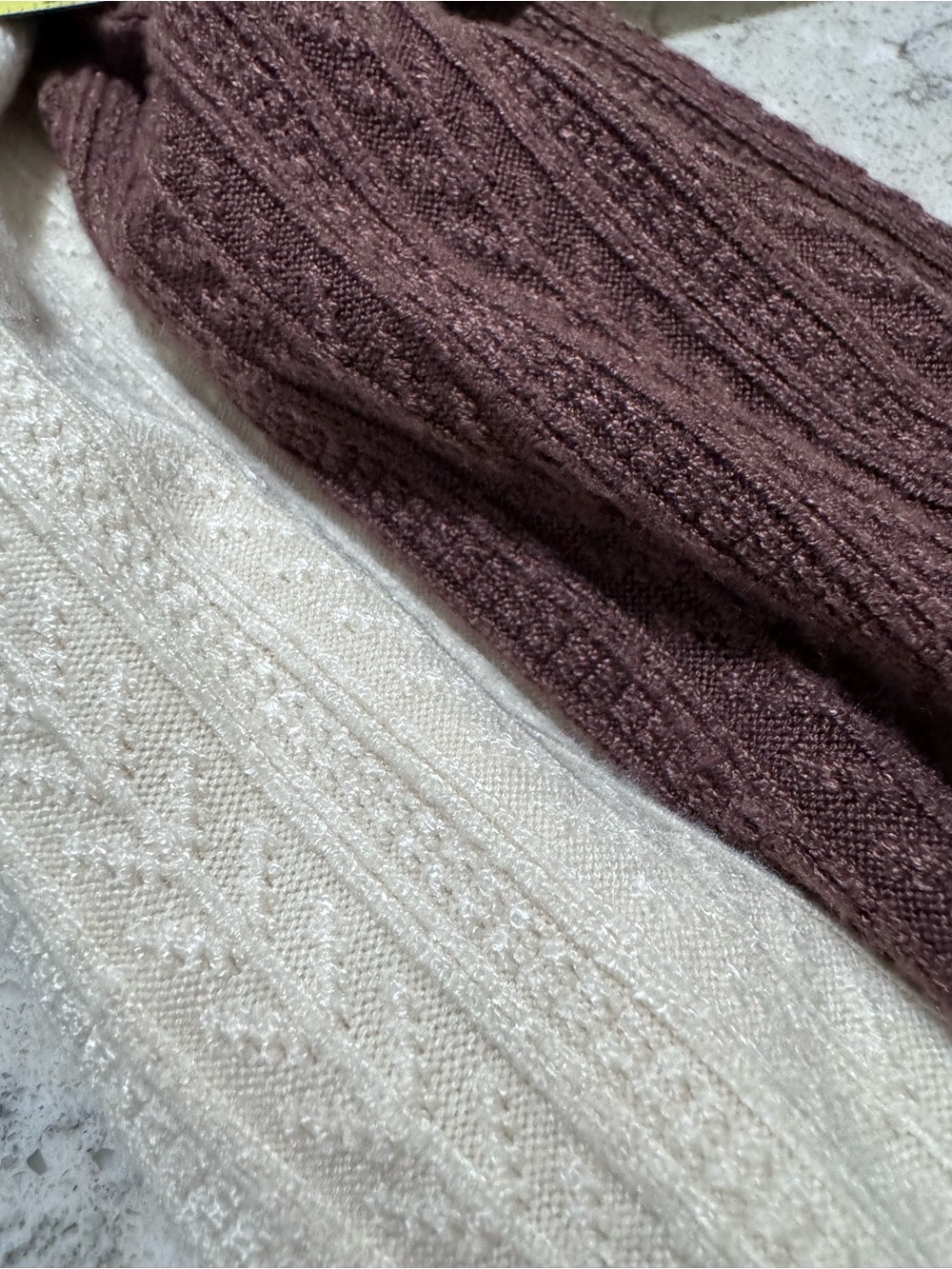 Long Sleeve Knit Shift Dress in Cream and Brown - Picture 8 of 8